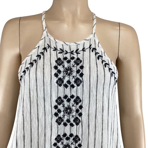 Coco & Jameson Top‎ Size Medium Embroidered Striped Tank - Picture 6 of 8